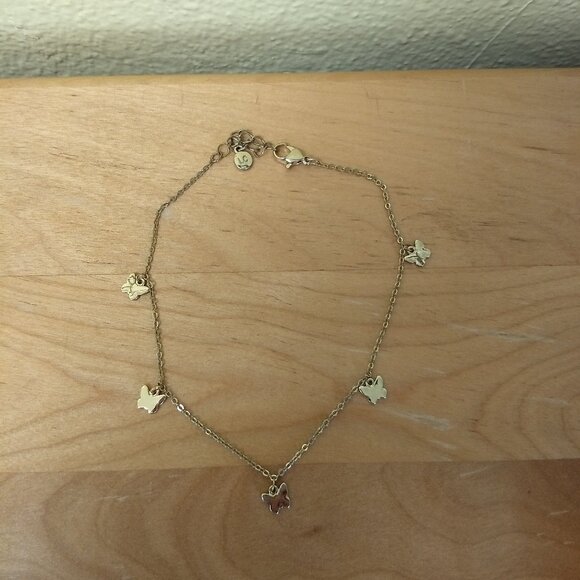 Lauren Conrad Butterfly Anklet Gold Tone Vacation Resort Preppy Fairy Cottage - Picture 1 of 4